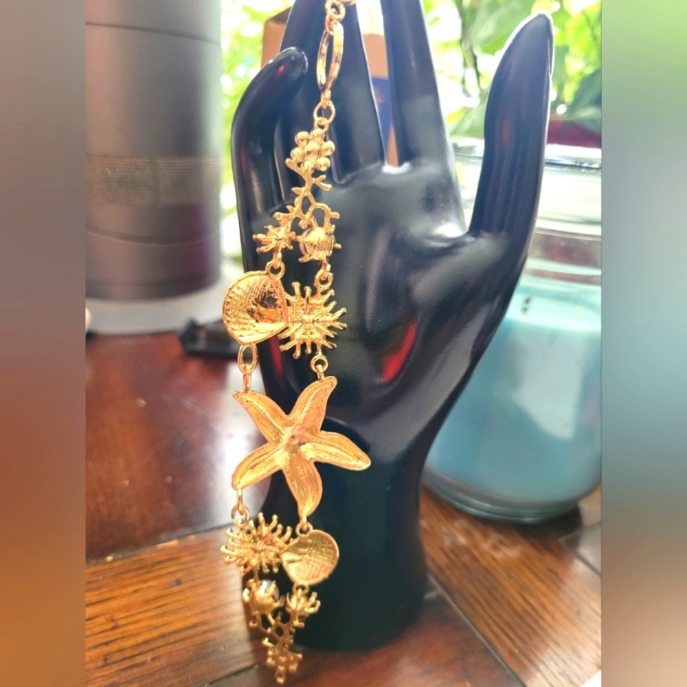 Gold and Blue Starfish Charm Bracelet - Picture 3 of 3